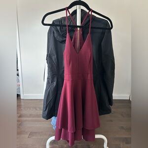 B. Smart Deep Red Lace Back Dress